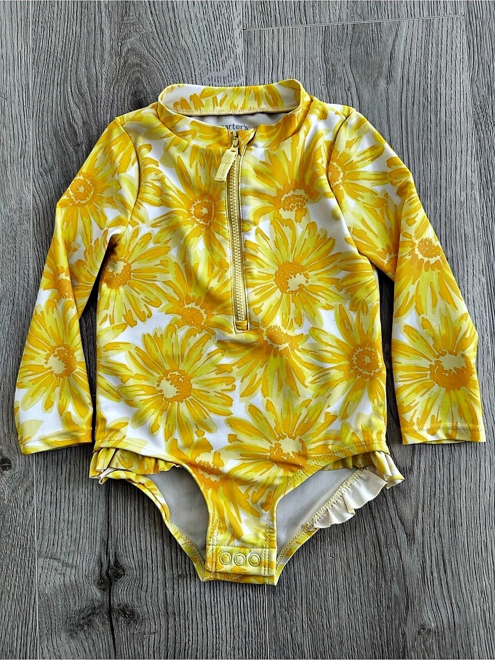 Carter's Sunflower Long Sleeve One-Piece Rashguard Swimsuit - 18M Yellow Vacatio